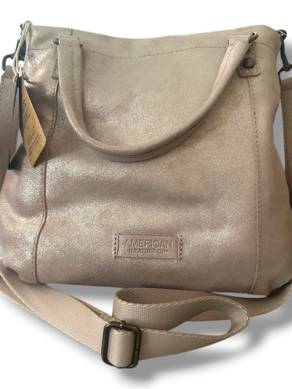 American Leather CO. Bermuda Metallic Wilton Feed Crossbody NWT $165 MSRP - Picture 3 of 16